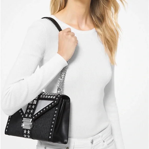 Michael Kors Whitney large star-embellished logo Leather